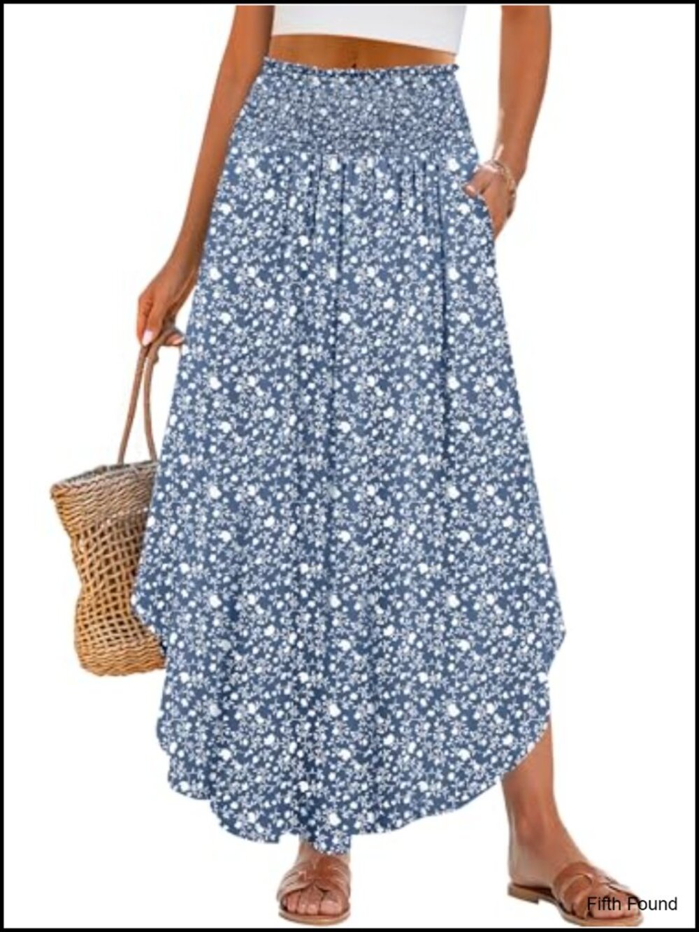 ANRABESS High Waist Floral Flowy Boho Maxi Skirt with Pockets
